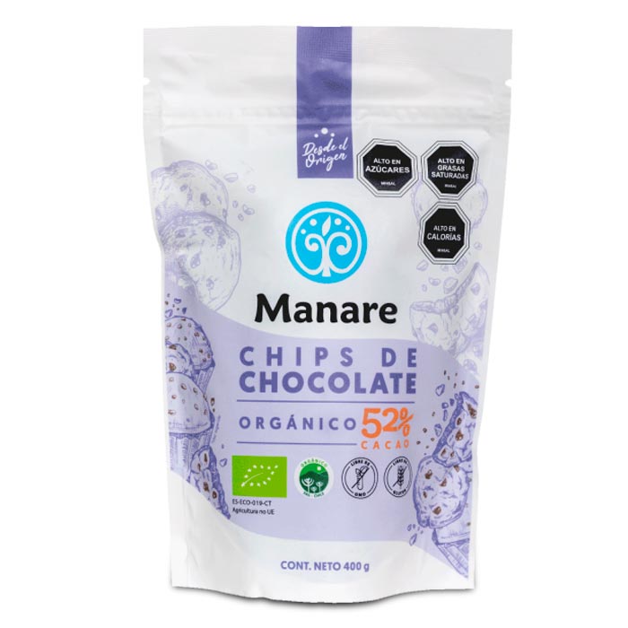 Chips Chocolate Orgnico 52% Cacao 400g - Manare - Click en la imagen para cerrar