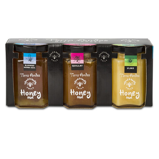 Pack 3 variedades de miel 240grs (Quillay - Ulmo - Hierba Azul)